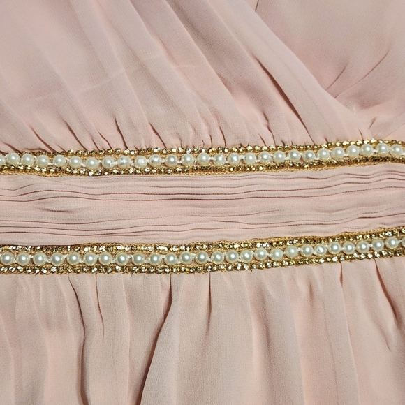 Ever Pretty Chiffon Beaded Belt V Neck Maxi Dress Pink Size 20 - Picture 7 of 13